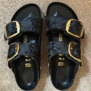 Velvet Big Buckle Birkenstocks Women 5 Kids 3.5